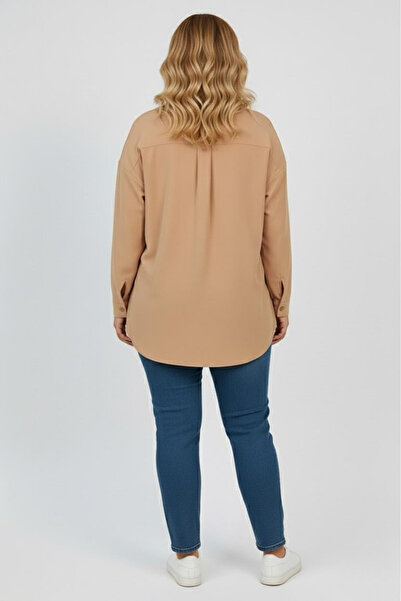 Koza Butik Women's Plus Size Sequin Embroidered Long Sleeve Shirt 1985-26