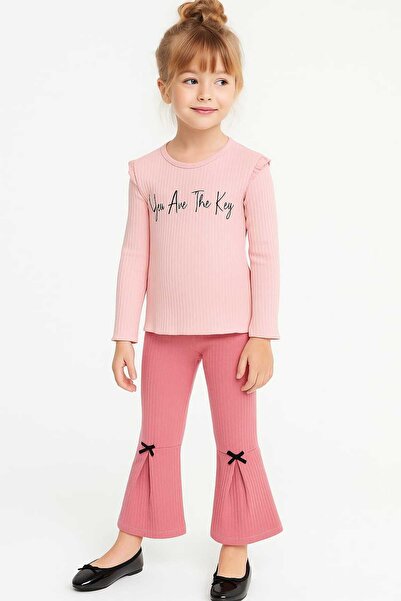 gigigiyim Flared F Corded Fabric Girl's Suit with Ruffle Detail on the Shoulder