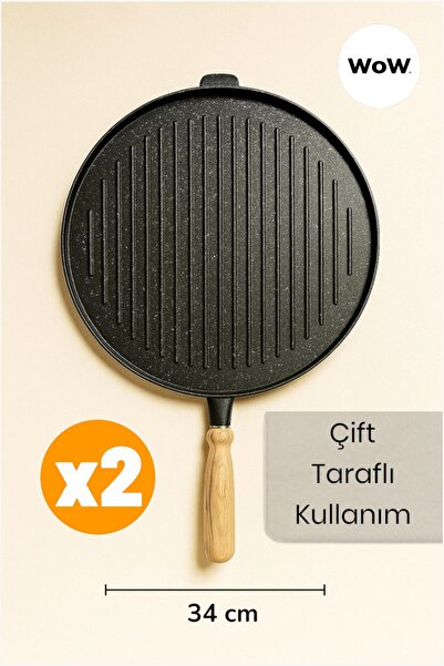 WOW 2'li Gözleme & Krep Tavası 36 cm – Büyük Boy Yanmaz Yapışmaz