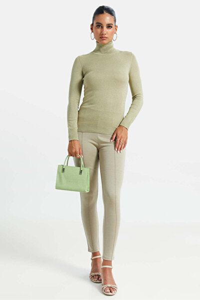 REDTAG Women Beige Single Pleat Legging