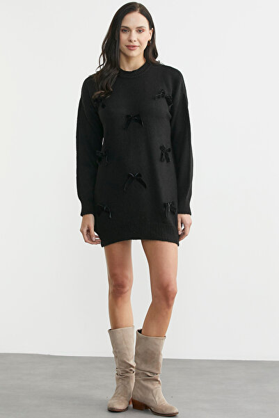 Sementa Ribbon Detailed Tunic Knitwear Sweater - Black