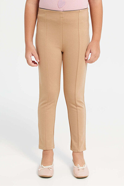REDTAG Girls Beige Paneled Leggings