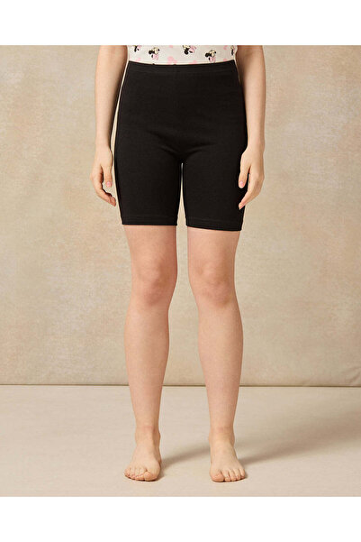 REDTAG Senior Girls Black And White Cycling Shorts (Pack of 2)