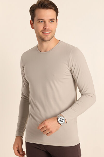 Lumora ERKEK BİSİKLET YAKA SLIMFIT ÇELİK ÖRME SWEATSHIRT