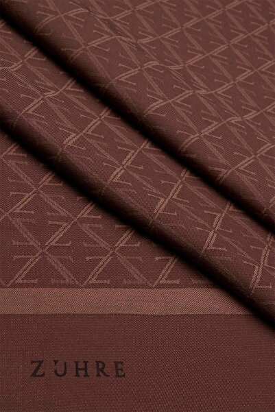 Zühre Monogram Patterned Brown Shawl 0053