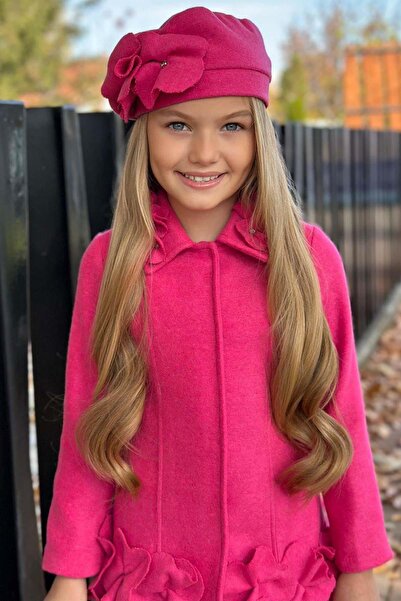 Riccotarz Cămașă pentru fetiță cu detaliu de piatră și trifoi, cu nasturi cu apăsare, fucsia