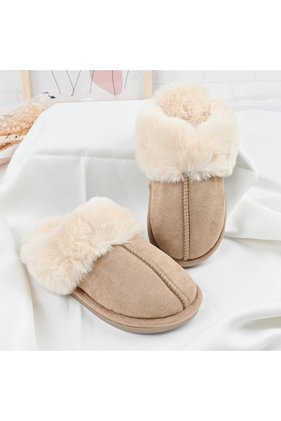 Tmall Women's Slippers, Made of -Suede Leather, With Fur, TM1PD1070, Khaki