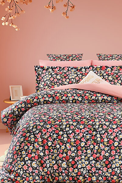 İQON Fitted Sheet Bedding Set Double Size Violet Salmon