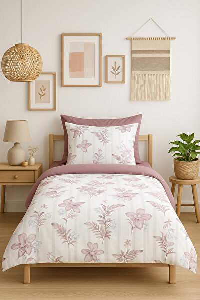 MyStory Home Egyszemélyes paplanhuzat szett elasztikus lepedővel, Rózsatündér