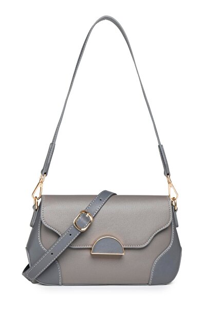 Zühre Gray Bag with Metal Buckle Detail Z0028