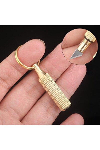 zola Key ring, knife pattern for opening packages and envelopes, stainless steel, 28x9 mm, gold-plated