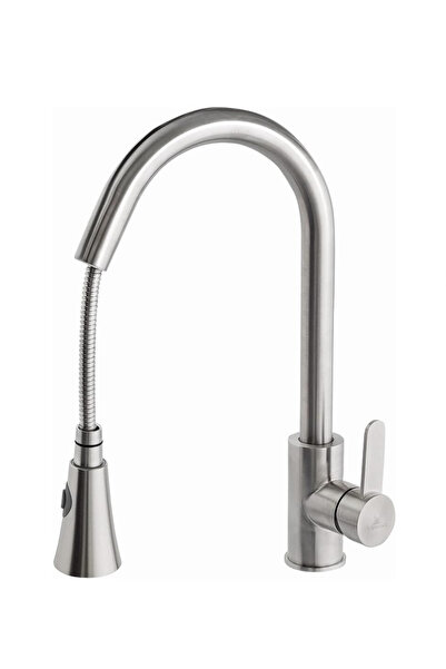 MegaVitrin حنفية مطبخ حلزونية من الفولاذ المقاوم للصدأ فينيزيا إينوكس مع فرشاة ووظيفتين لمدة 5 سنوات