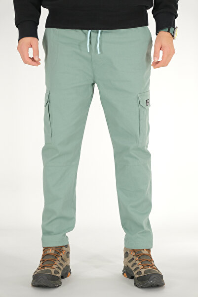 Souris Ανδρικό παντελόνι Mint Cargo Άνετο κομμένο βαμβακερό ελαστικό στη μέση