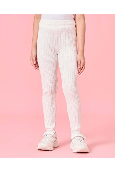 REDTAG بنطال ليجنز أبيض محبوك للبنات
