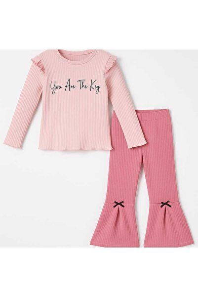 gigigiyim Flared F Corded Fabric Girl's Suit with Ruffle Detail on the Shoulder