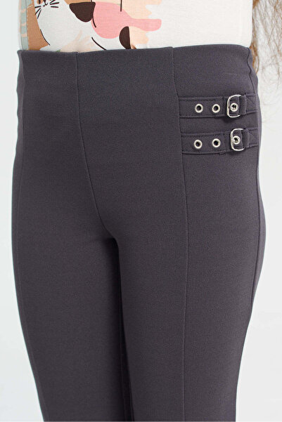 REDTAG Girls Grey Front Belt Detail Leggings