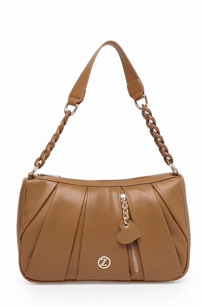 Zühre Ruched Detail Tan Bag Z0031