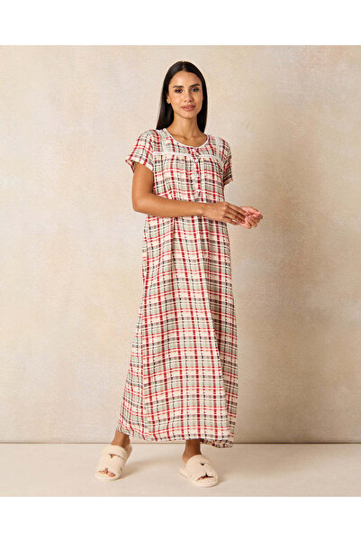 REDTAG Women Red And White Printed Nightgown