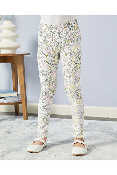 REDTAG بنطال ضيق مطبوع عليه زهور باللون الأبيض للبنات