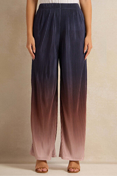 REDTAG Women Multicolour Plisse Wide Leg Trousers