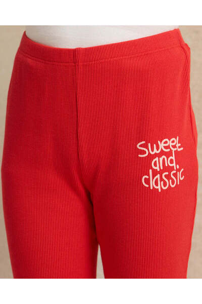 REDTAG Girls Red Sweet & Classic Print Flared Leggings