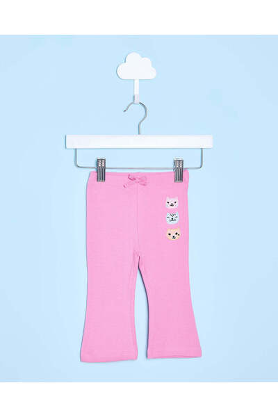 REDTAG Infant Girls Pink With Cat Print Leggings
