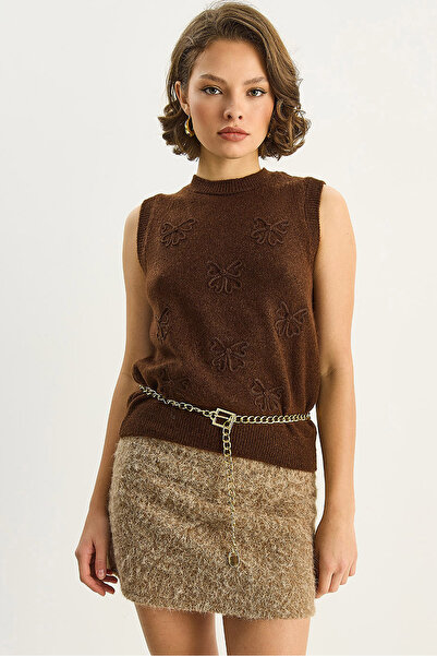 Bianco Lucci Women's Süzene Spreading Bow Embroidered Knitwear Sweater 2440 60283723