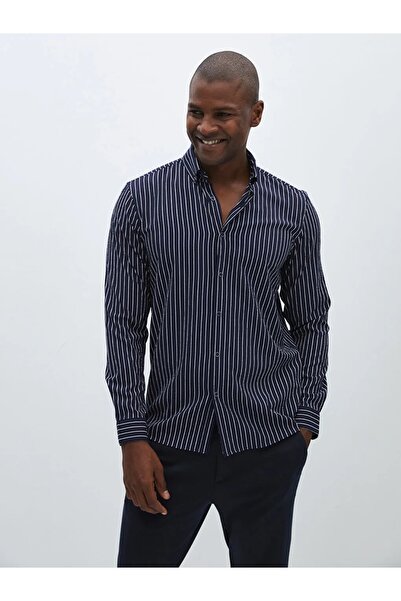 LC Waikiki LCW Vision Slim Fit Uzun Kollu Çizgili Erkek Gömlek-4