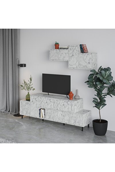 Mourah Home Mourah Hermes Tv Unit Up To 50 Inches - White Marble