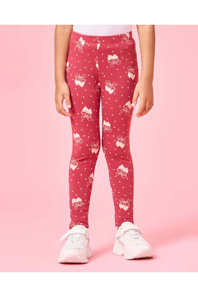 REDTAG بنطال ضيق مطبوع للبنات باللون الأحمر