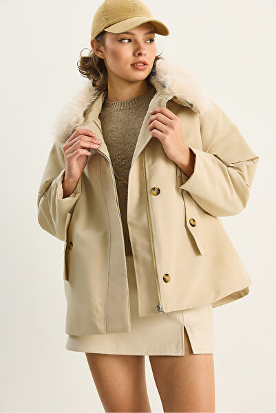 Bianco Lucci Women's Detachable Fur Collar Water Repellent down Coat 60568 60283745