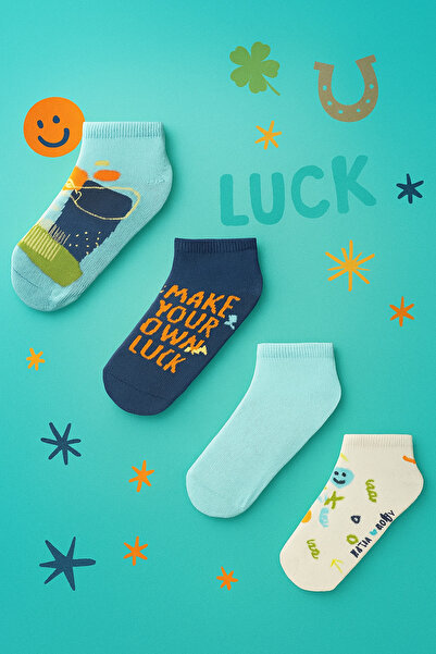 BONY SOCKS Чорапи с шарени ботуши от 4 части с усмихнато лице на момче