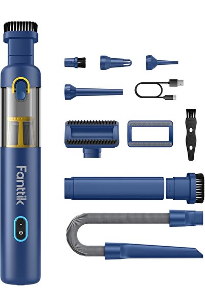 Fanttik Slim V8 Apex Car Vacuum Cleaner, High Power 19000PA, Portable 4 in 1, Fast Charging Blue
