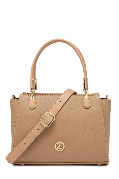 Zühre Textured Zipper Closure Mink Hand and Shoulder Bag Z0047