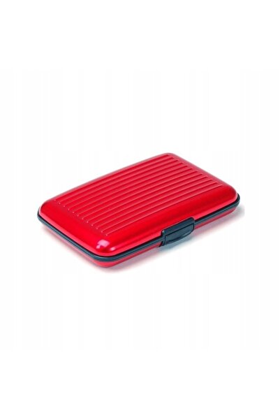 zola Stainless metal card holder, red, secure, 11 x 7.5 x 2 cm