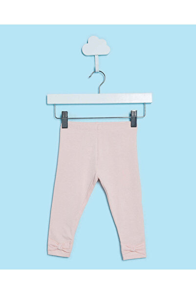 REDTAG Infant Girls Apricot Plain Leggings With Bow Hem