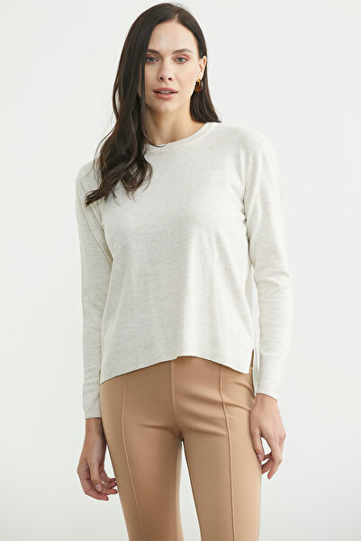 Sementa Zero Neck Long Back Knit Sweater - Bone