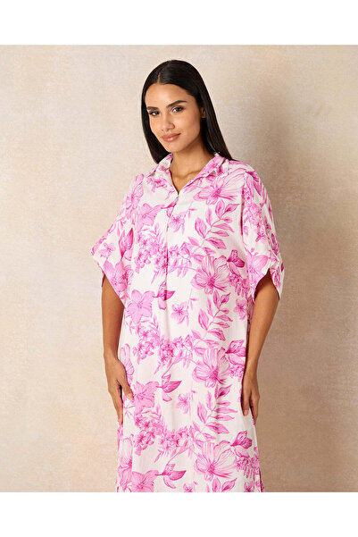 REDTAG Women Pink And White Printed Nightgown