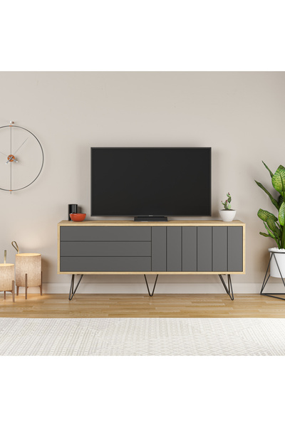 Mourah Home Mourah Picadilly Tv Stand Up To 55 Inches - Oak/Dark Grey