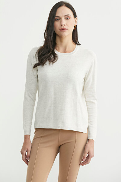 Sementa Zero Neck Long Back Knit Sweater - Bone