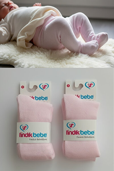 Esinti Fındık Bebe Newborn Cotton Baby Pantyhose 2 Pairs of Unisex Baby Girl Pantyhose