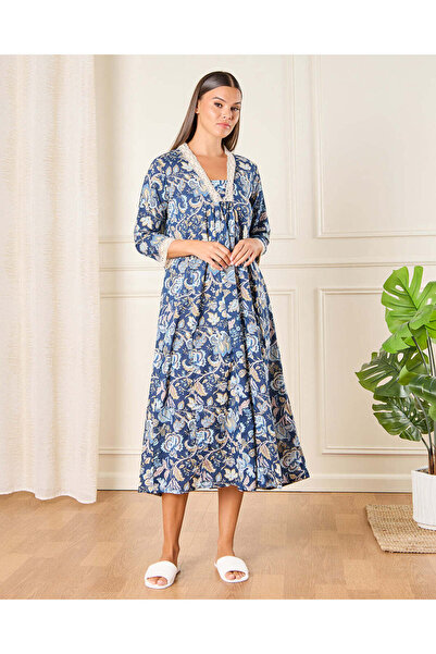 REDTAG قميص نوم نسائي مطبوع زهور باللون الأزرق البحري