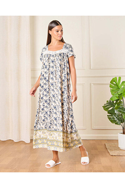 REDTAG Women Multicolour Short Sleeved Print Nightgown