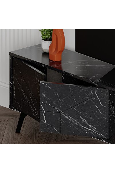 Mourah Home Dune Tv Stand Up To 70 Inches - Black Marble