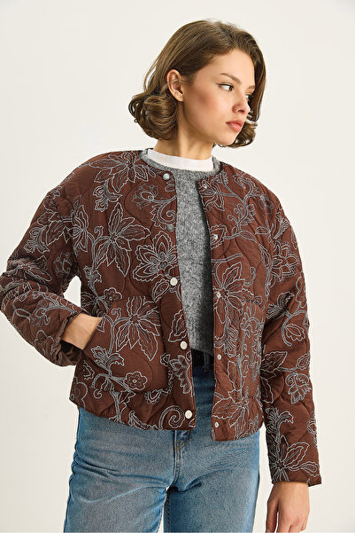 Bianco Lucci Kadın Nakışlı Cep Detaylı Astarlı Şişme Mont DM251002 60283739