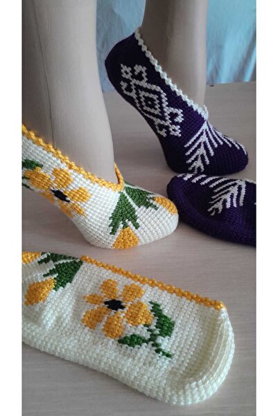 Papatyam 2 Pieces of Hand Knitted Dowry Tunisian Handmade Booties/Tunisian Handmade Booties/Handmade Booties/Knitted Booties/Tunisian/Handmade/Bundle