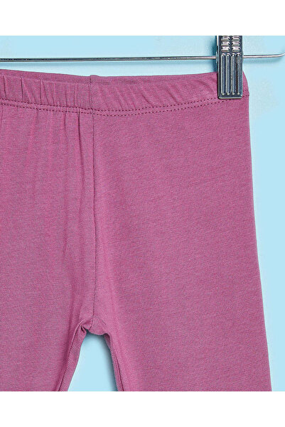 REDTAG Infant Girls Violet Plain Leggings With Bow Hem