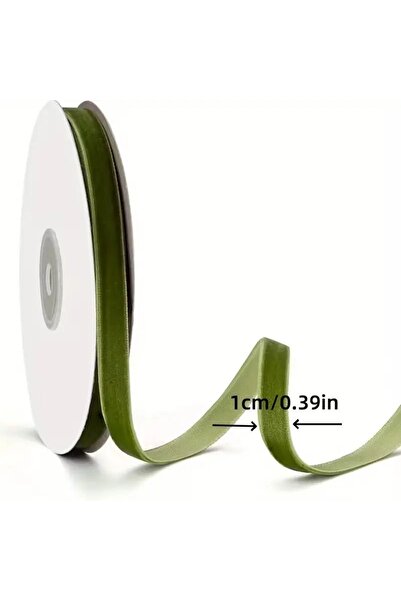 e tuhafiye 3 Metre Yeşil Dokulu Kadife Şerit Kurdele Noel-Yılbaşı Süsleme (1 Cm)