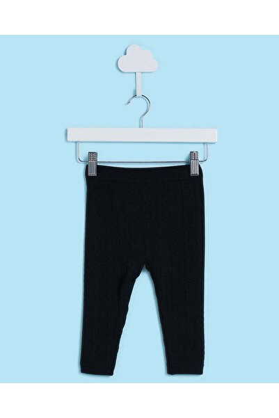 REDTAG Infant Girls Black Cable Knitted Leggings