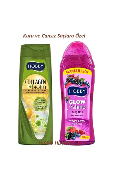 Hobby KURU VE CANSIZ SAÇLARA ÖZEL BİOTİN+KOLAJEN ŞAMPUNA, MEYVE ŞÖLENİ DUŞ JELİ